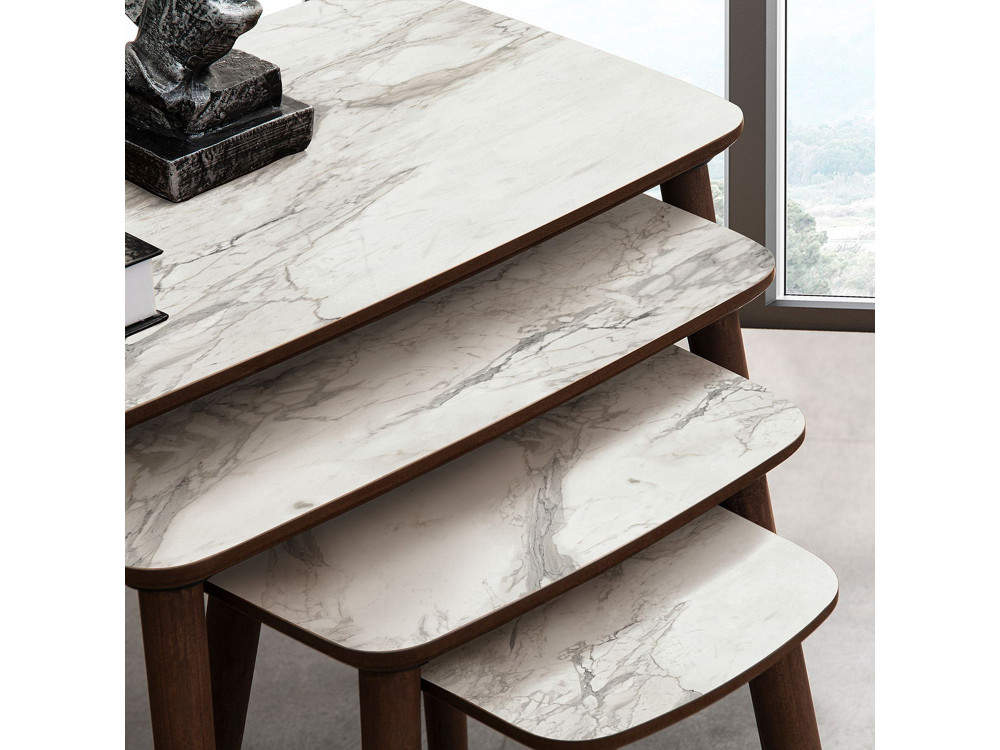 Tavolino da nido in legno "Luci" 4 pezzi 70 x 40 x 55 cm - Bianco