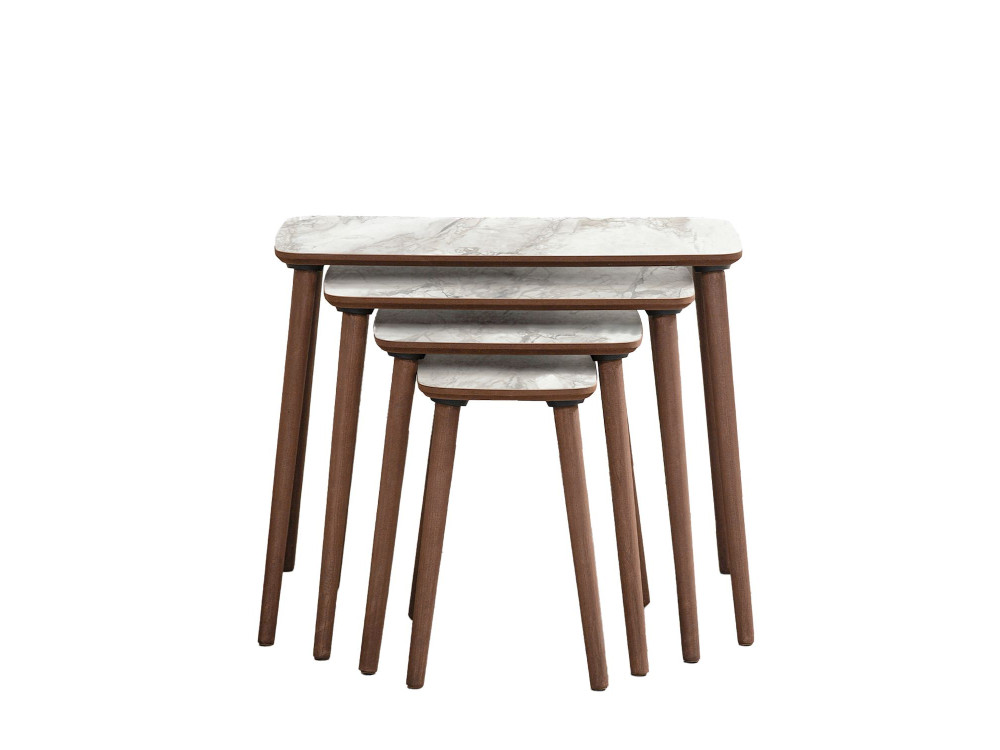 Tavolino da nido in legno "Luci" 4 pezzi 70 x 40 x 55 cm - Bianco