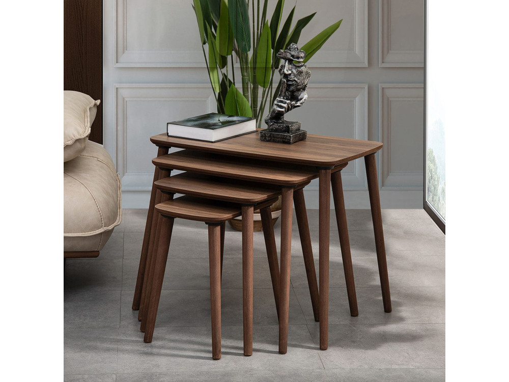 Tavolo nido in legno "Luci" 4 pezzi 70 x 40 x 55 cm - Noce