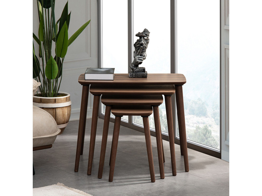 Tavolo nido in legno "Luci" 4 pezzi 70 x 40 x 55 cm - Noce
