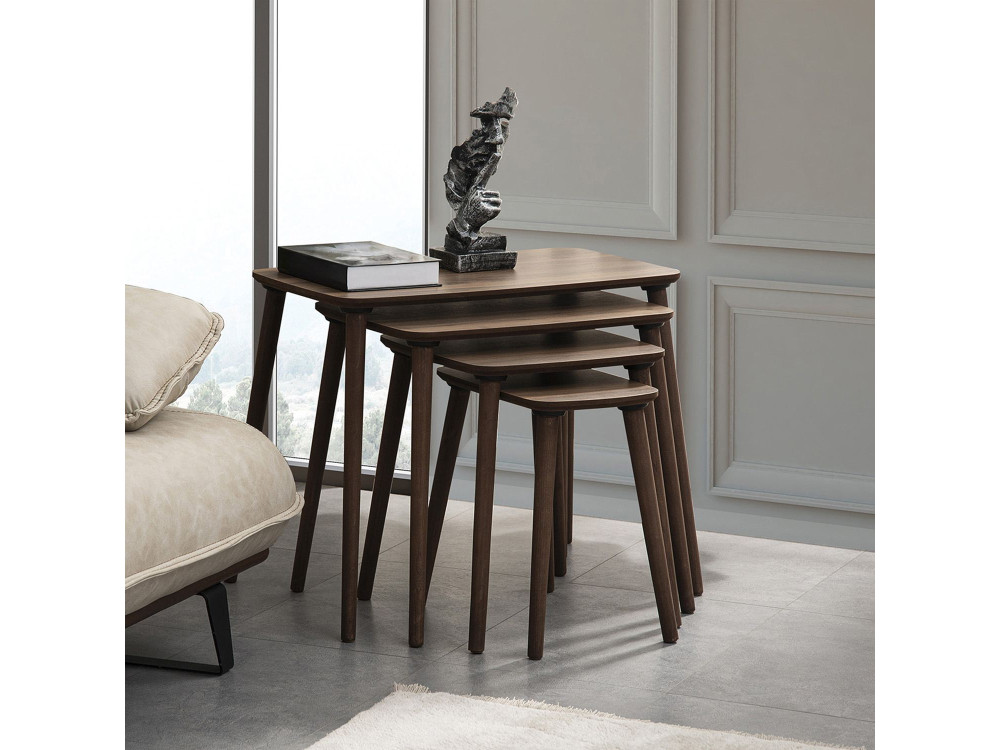 Tavolo nido in legno "Luci" 4 pezzi 70 x 40 x 55 cm - Noce