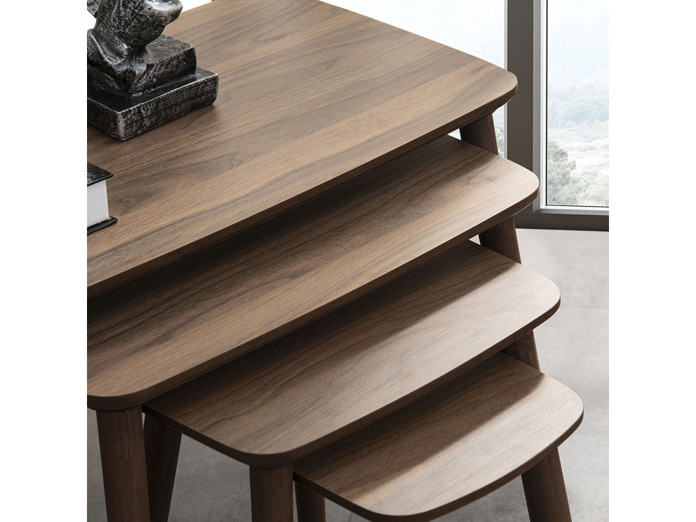 Tavolo nido in legno "Luci" 4 pezzi 70 x 40 x 55 cm - Noce