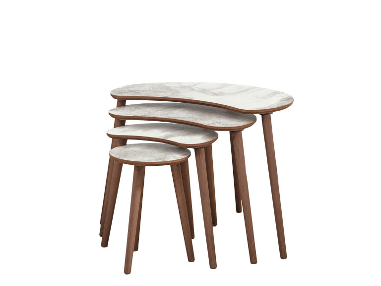 Tavolo nido in legno "Moon" (4 pezzi) 40 x 75 x 55 cm - Bianco