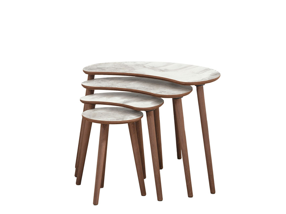 Tavolo nido in legno "Moon" (4 pezzi) 40 x 75 x 55 cm - Bianco