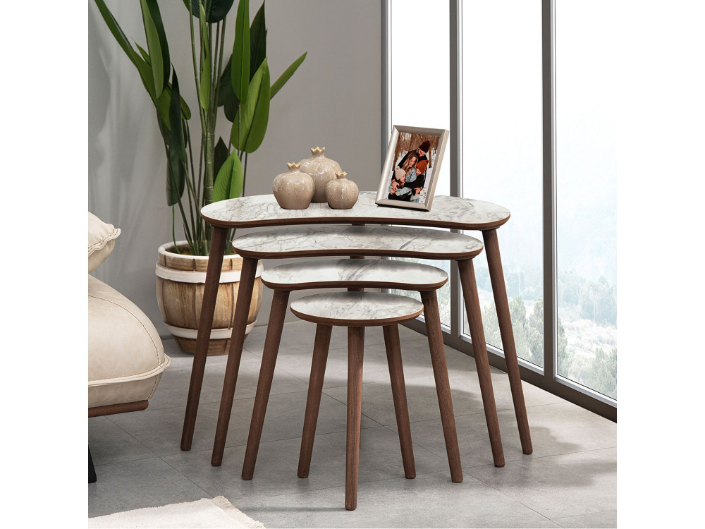 Tavolo nido in legno "Moon" (4 pezzi) 40 x 75 x 55 cm - Bianco