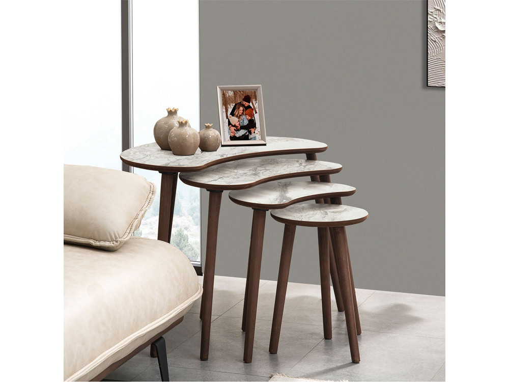 Tavolo nido in legno "Moon" (4 pezzi) 40 x 75 x 55 cm - Bianco