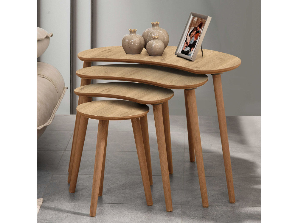 Tavolo nido in legno "Moon" (4 pezzi) 40 x 75 x 55 cm - Rovere