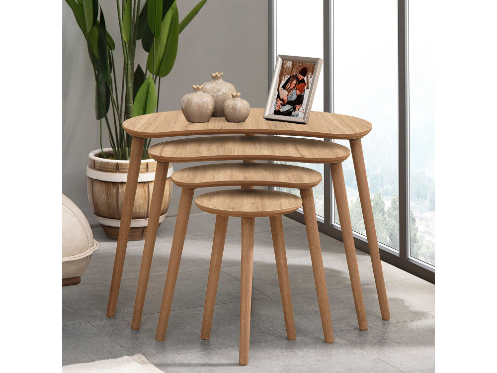 Tavolo nido in legno "Moon" (4 pezzi) 40 x 75 x 55 cm - Rovere