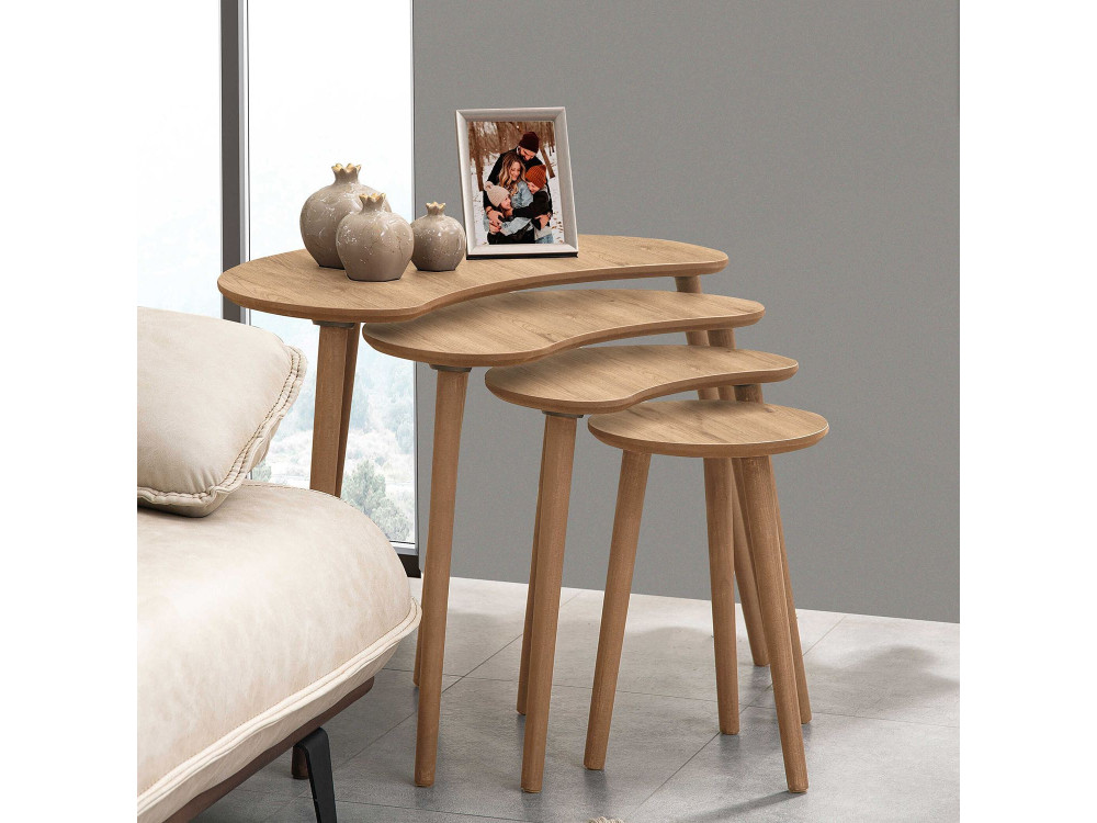 Tavolo nido in legno "Moon" (4 pezzi) 40 x 75 x 55 cm - Rovere