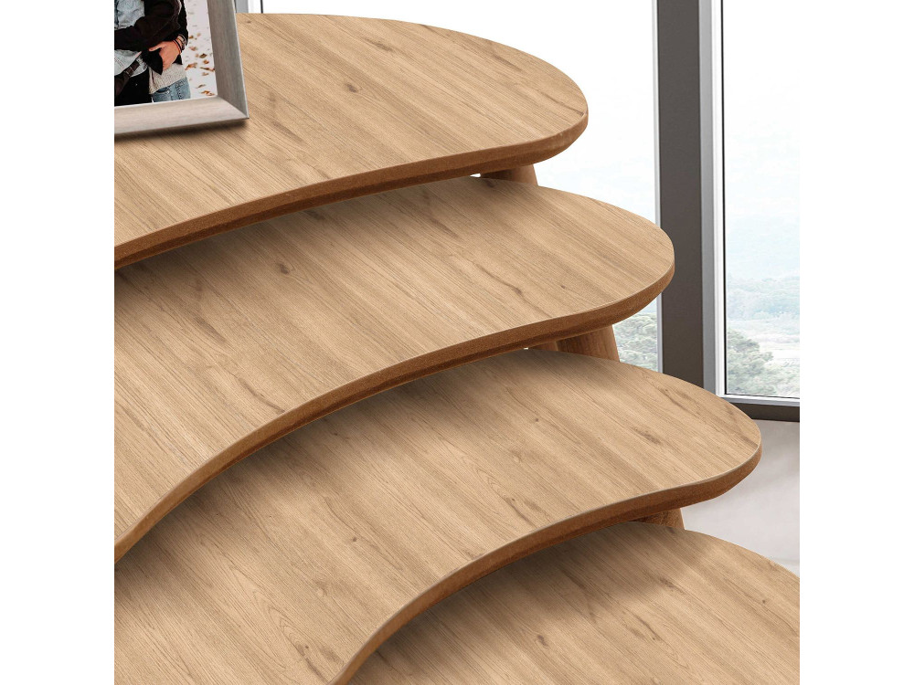 Tavolo nido in legno "Moon" (4 pezzi) 40 x 75 x 55 cm - Rovere