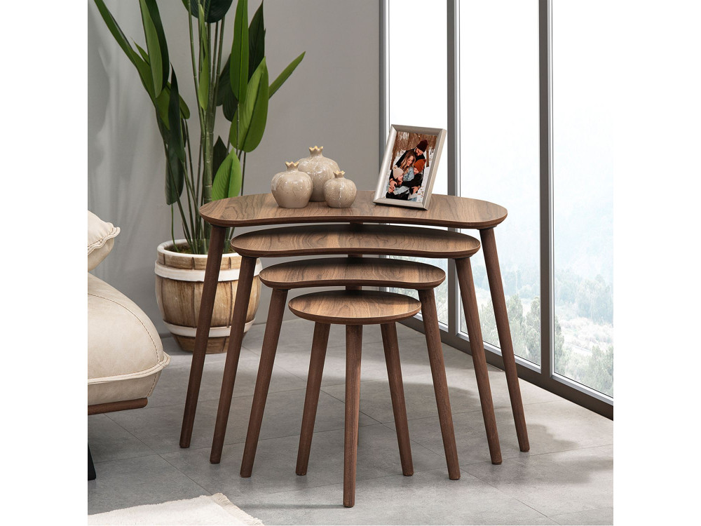 Tavolo nido in legno "Moon" (4 pezzi) 40 x 75 x 55 cm - Noce