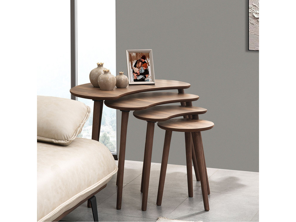 Tavolo nido in legno "Moon" (4 pezzi) 40 x 75 x 55 cm - Noce