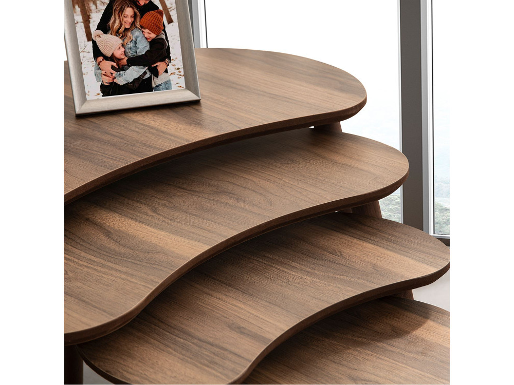 Tavolo nido in legno "Moon" (4 pezzi) 40 x 75 x 55 cm - Noce