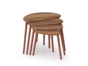 Nora", tavolo a nido di 4 pezzi in legno 68 x 45 x 55 cm - Noce