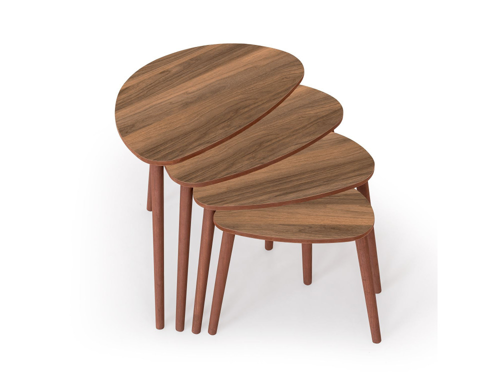 Nora", tavolo a nido di 4 pezzi in legno 68 x 45 x 55 cm - Noce