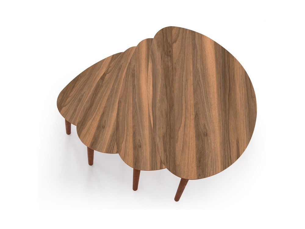Nora", tavolo a nido di 4 pezzi in legno 68 x 45 x 55 cm - Noce