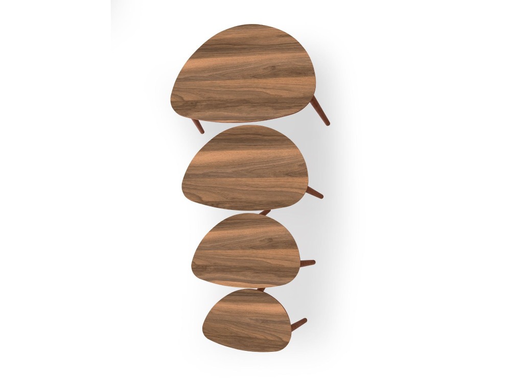 Nora", tavolo a nido di 4 pezzi in legno 68 x 45 x 55 cm - Noce
