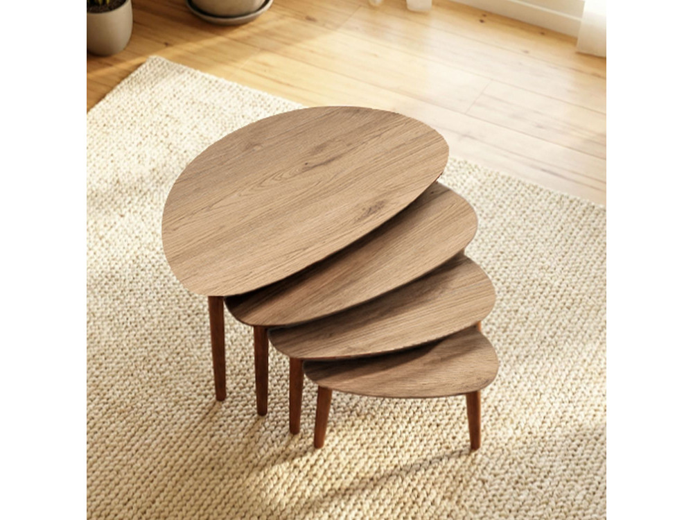 Nora" 4 pezzi tavolo nido in legno 68 x 45 x 55 cm - Rovere