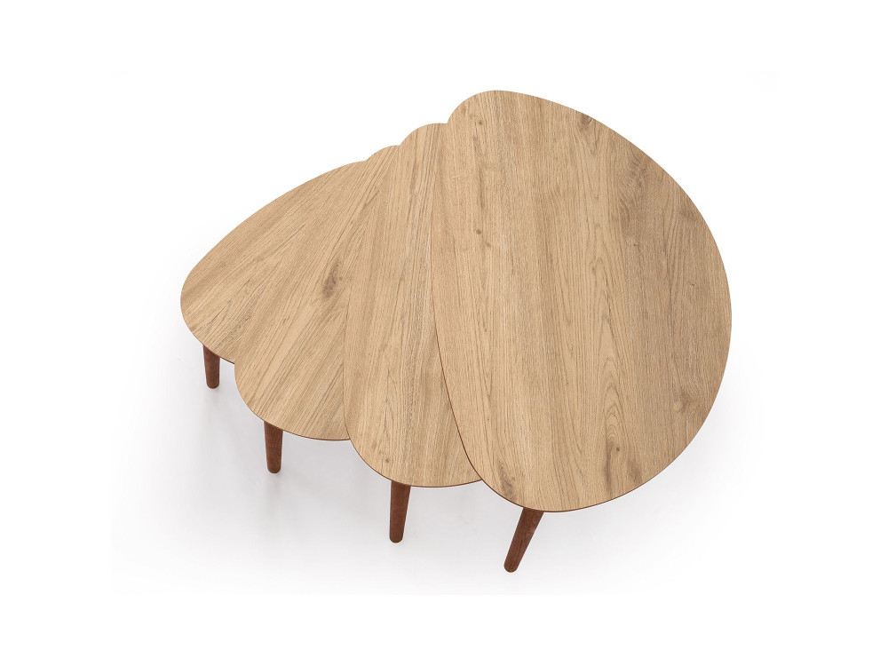 Nora" 4 pezzi tavolo nido in legno 68 x 45 x 55 cm - Rovere