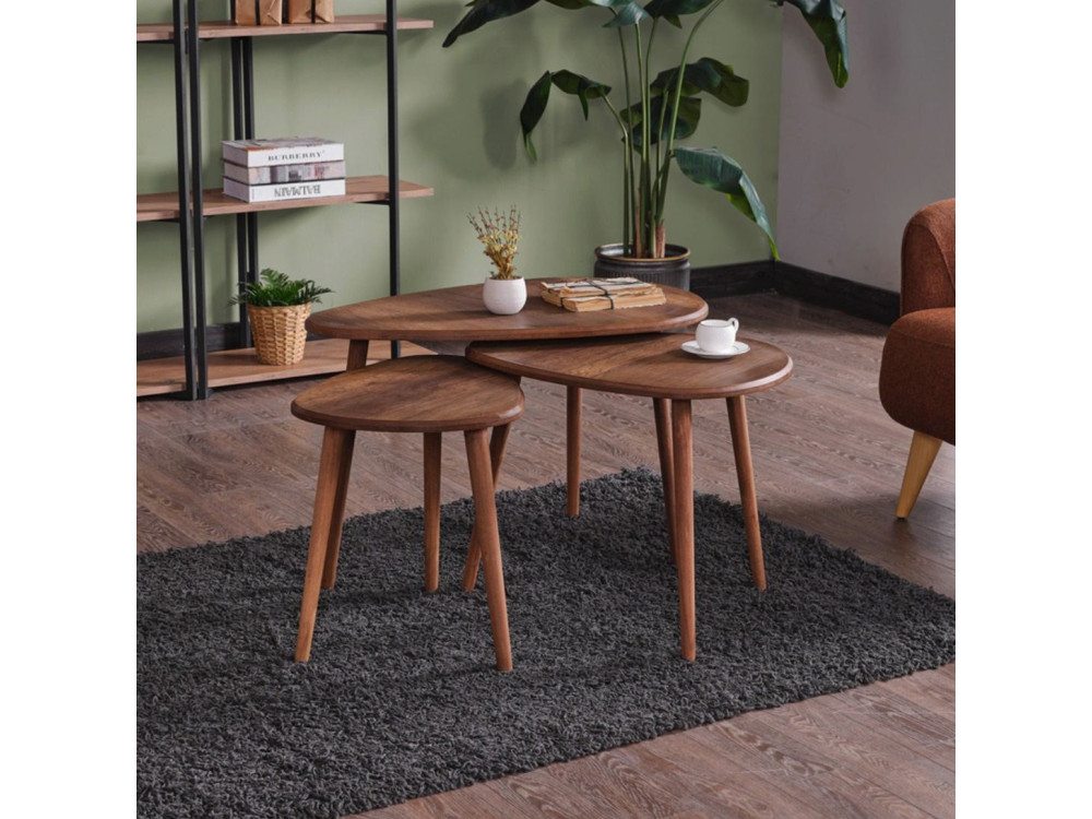 Set di tavolini in legno "Alvin" 80 x 52 x 50 cm - Noce