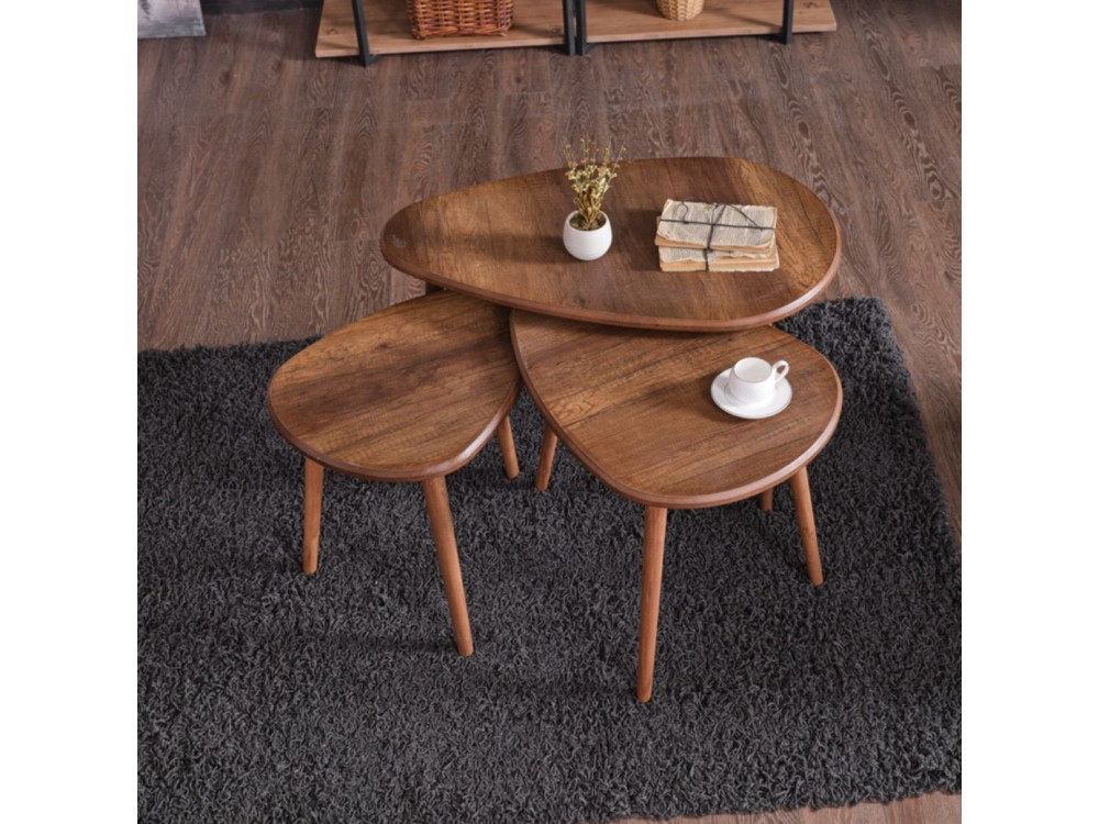 Set di tavolini in legno "Alvin" 80 x 52 x 50 cm - Noce