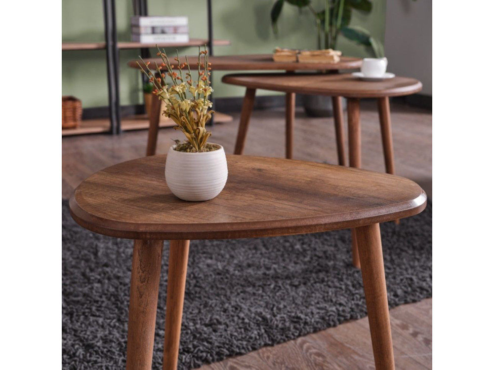 Set di tavolini in legno "Alvin" 80 x 52 x 50 cm - Noce