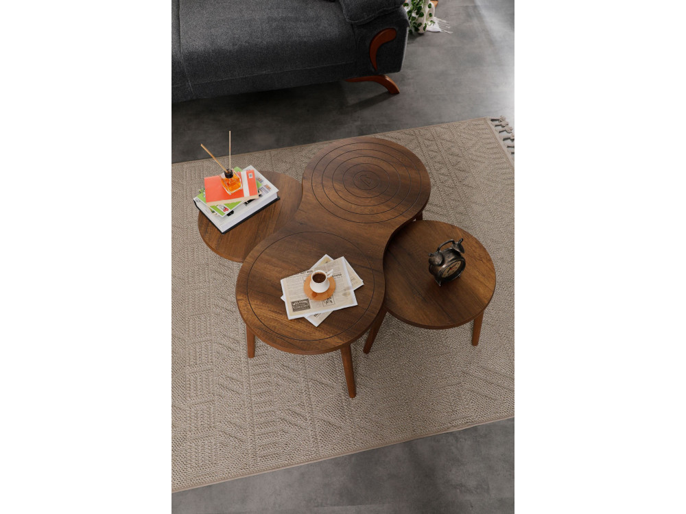 Set di tavolini in legno "Marlo" 100 x 50 x 45 cm - Noce