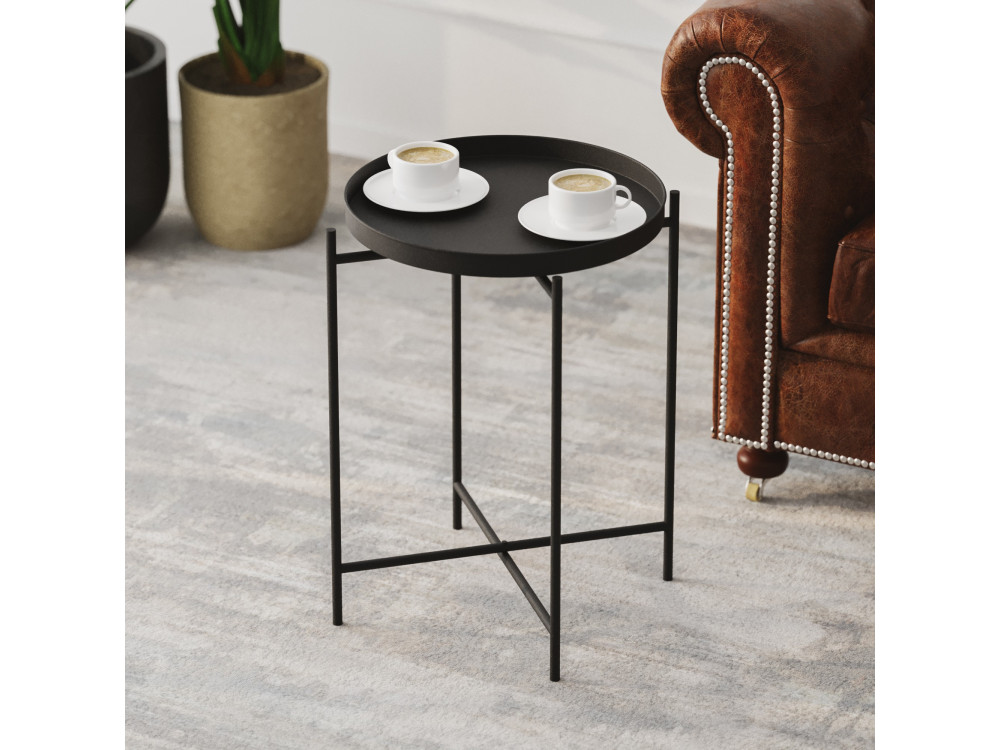 Tavolino in metallo "Sheby" 46 x 46 x 56 cm - Nero