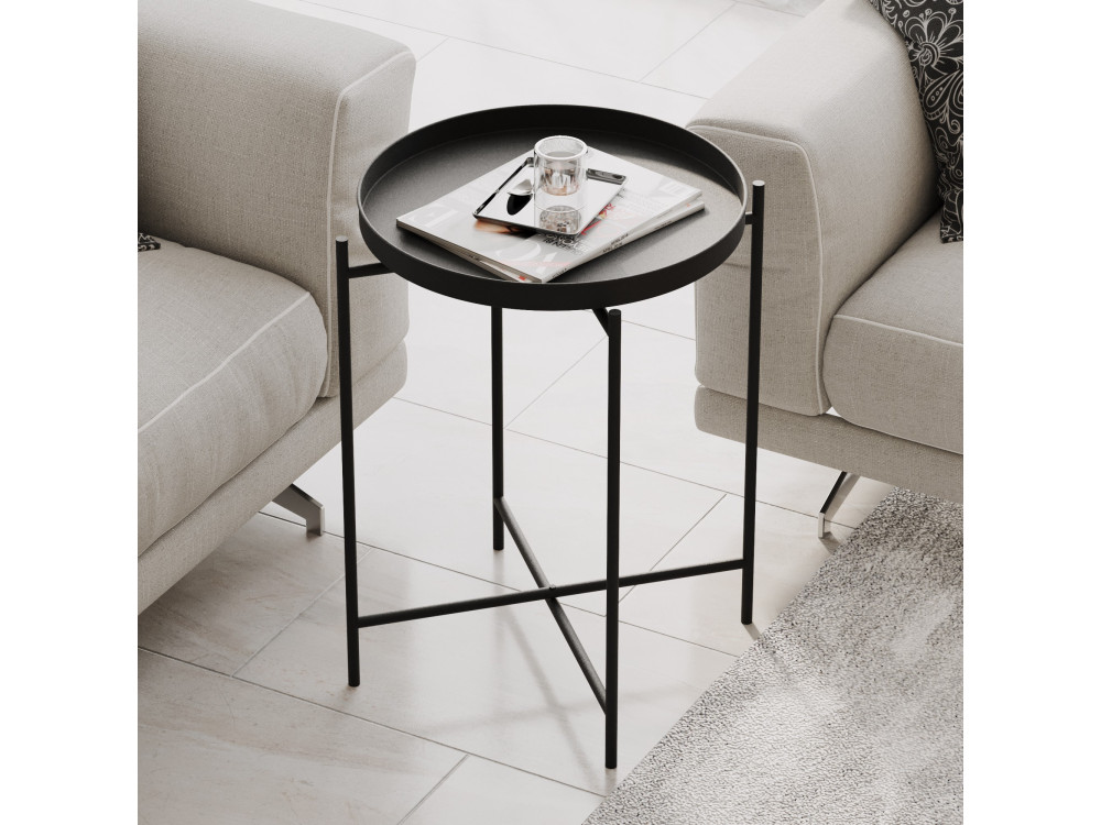 Tavolino in metallo "Sheby" 46 x 46 x 56 cm - Nero