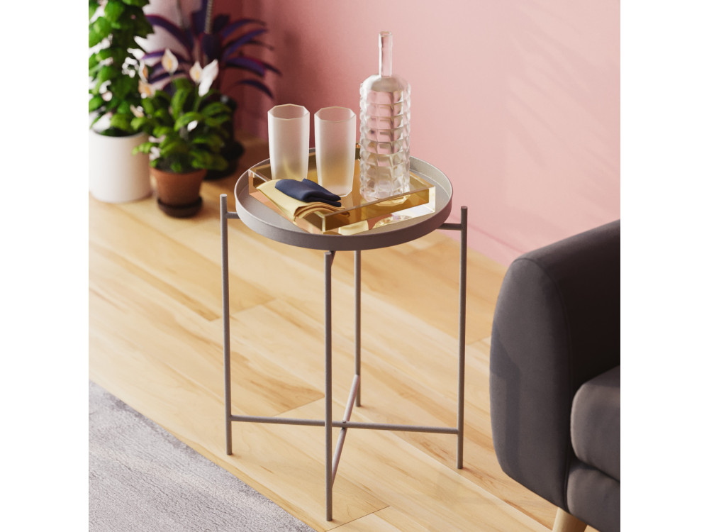 Tavolino in metallo "Sheby" 46 x 46 x 56 cm - Grigio