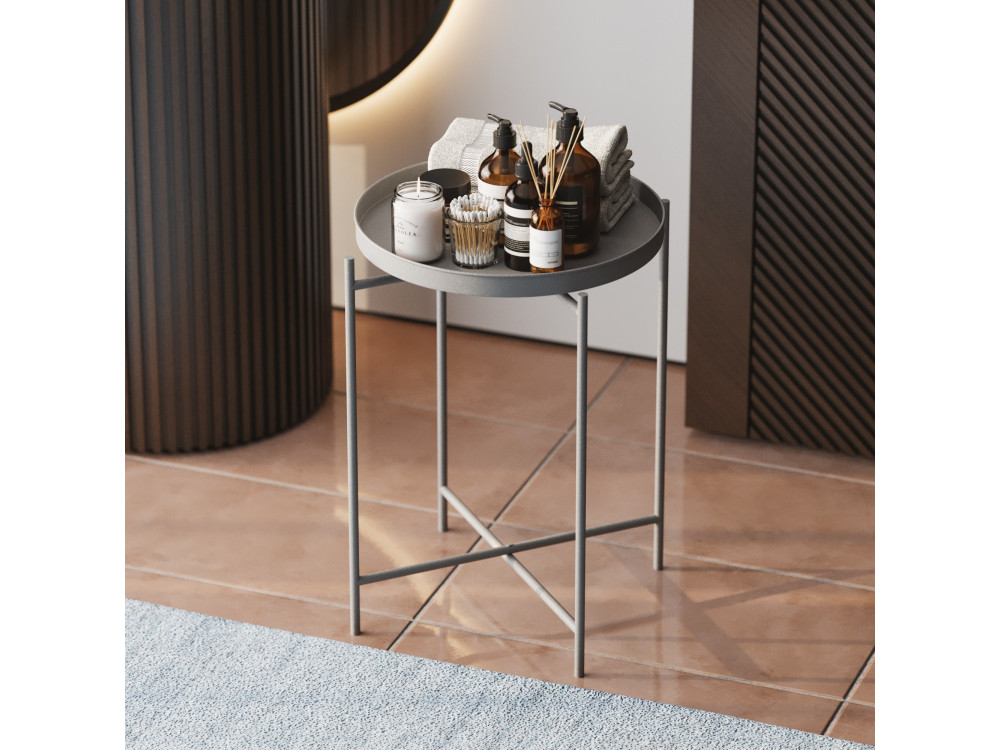 Tavolino in metallo "Sheby" 46 x 46 x 56 cm - Grigio