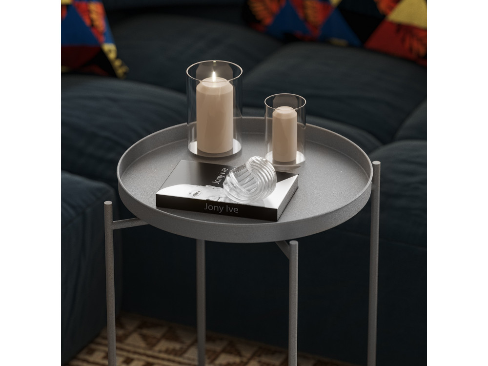 Tavolino in metallo "Sheby" 46 x 46 x 56 cm - Grigio