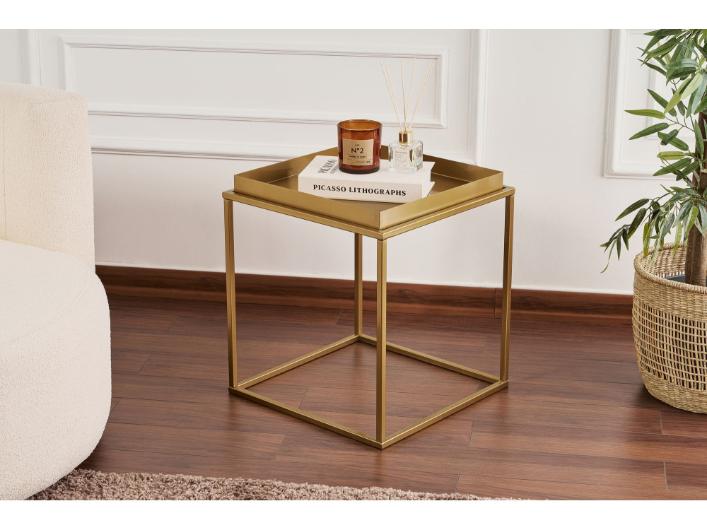 Tavolino in metallo "Koala" 45 x 45 x 52 cm - Oro