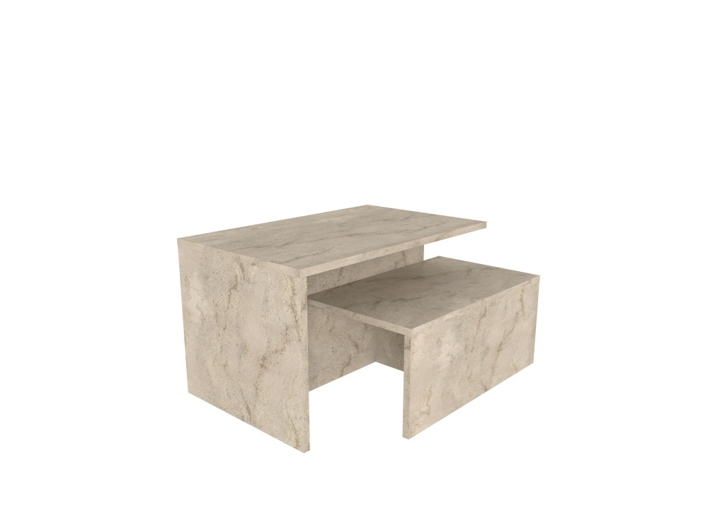 Tavolo nido in legno "Twins" (2 pezzi) 72 x 45 x 42 cm - Travertino