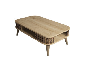 Tavolino in legno "Eylul" - 105 x 60 x 34 cm - Marrone