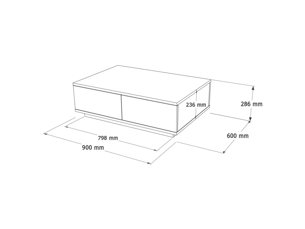 Tavolino in legno "Frew" - 90 x 60 x 28 cm - Marrone