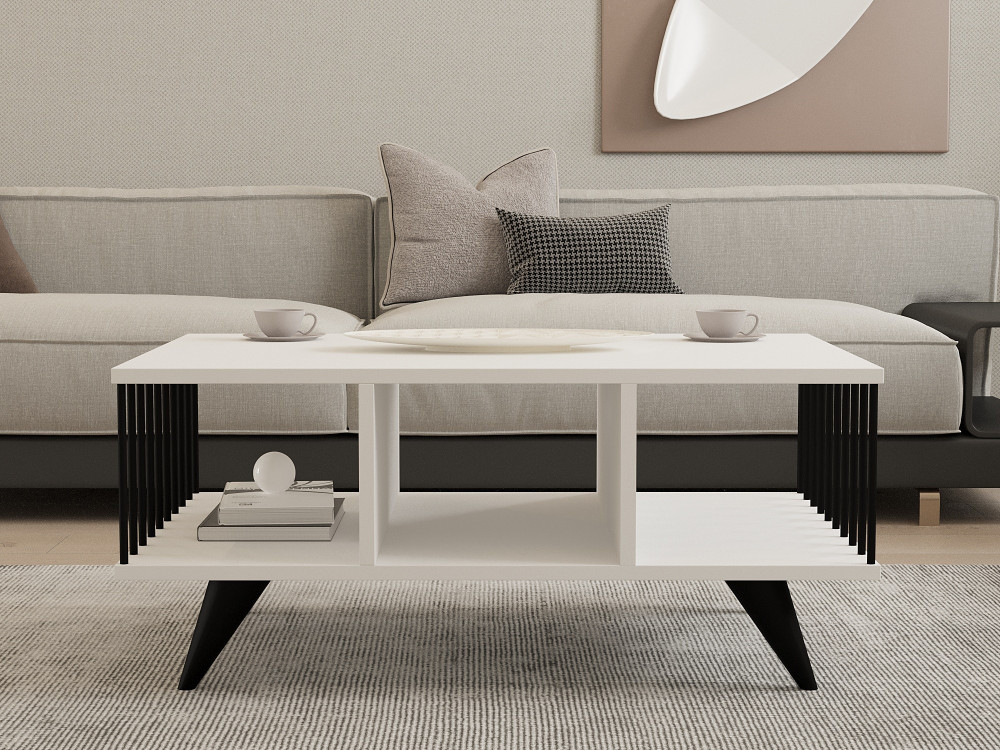 Tavolino in legno "Bert" - 90 x 60 x 40 cm - Bianco