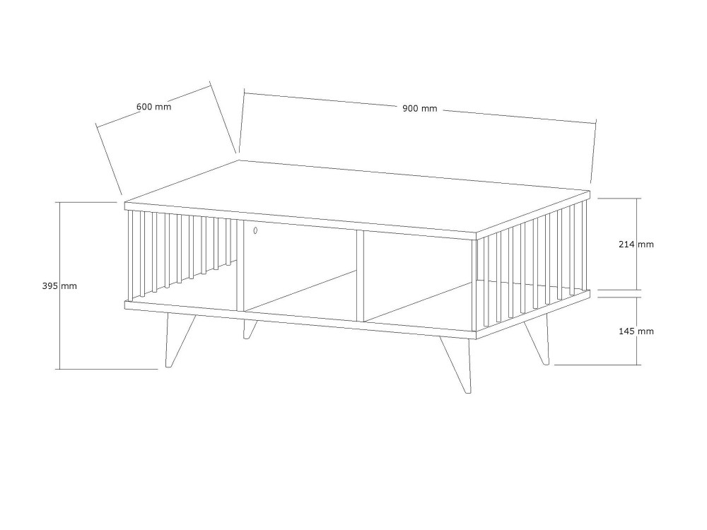 Tavolino in legno "Bert" - 90 x 60 x 40 cm - Bianco