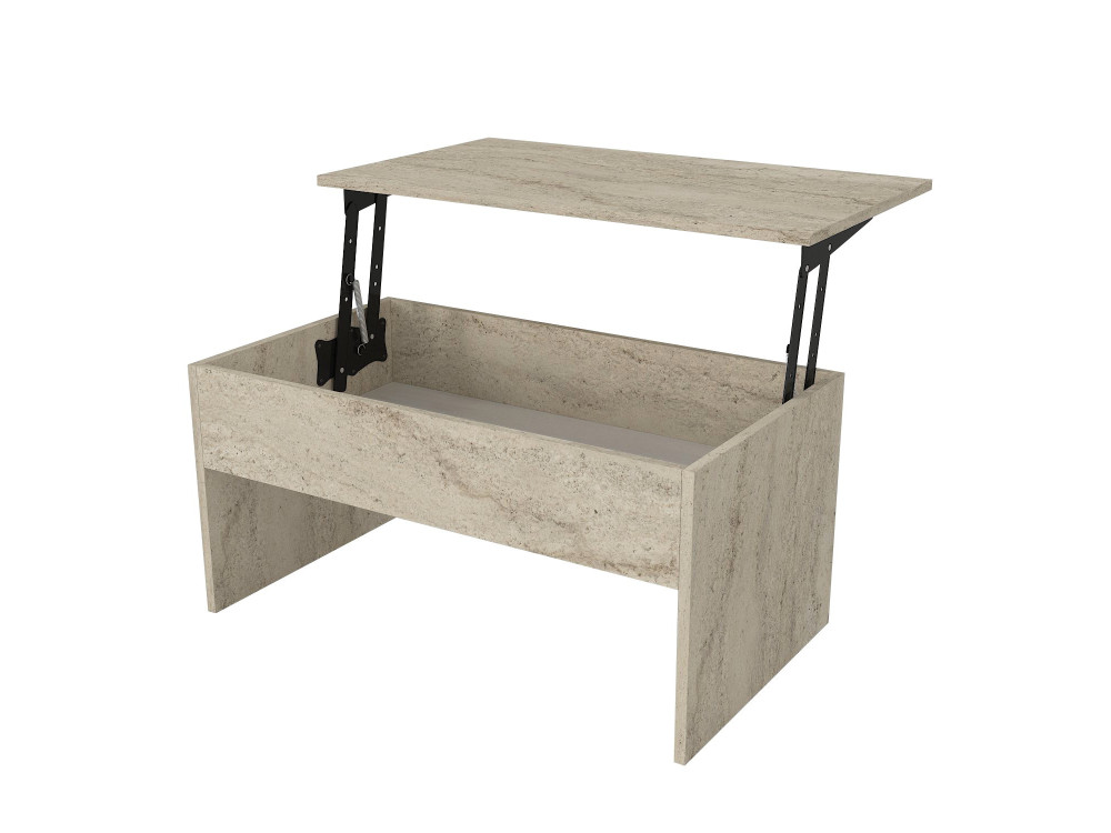 Tavolino "Akilli" con contenitore in legno - 90 x 45 x 52 cm - Travertino
