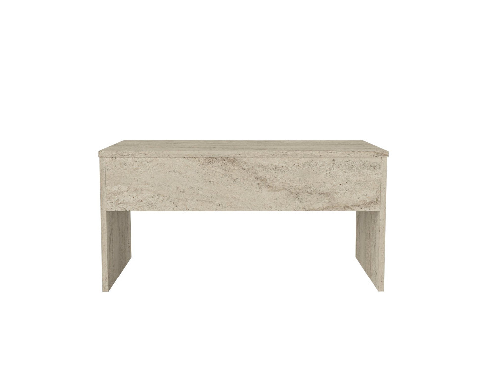 Tavolino "Akilli" con contenitore in legno - 90 x 45 x 52 cm - Travertino