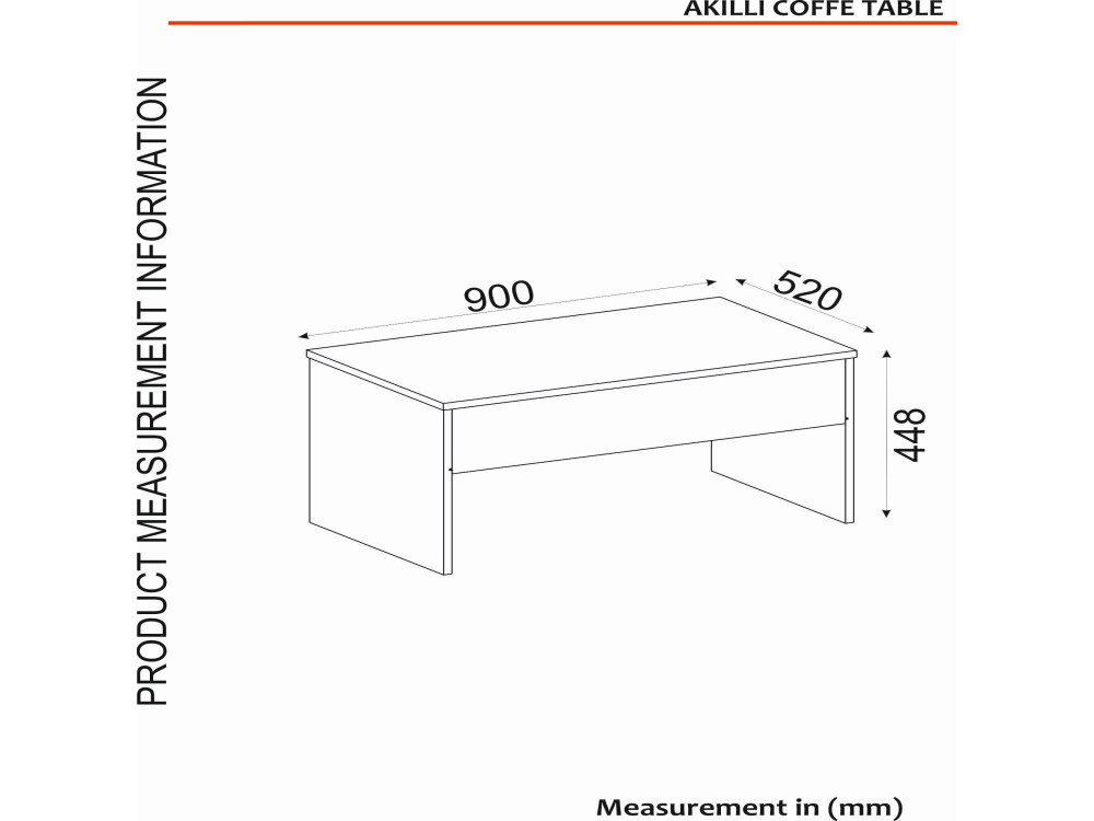 Tavolino "Akilli" con contenitore in legno - 90 x 45 x 52 cm - Travertino