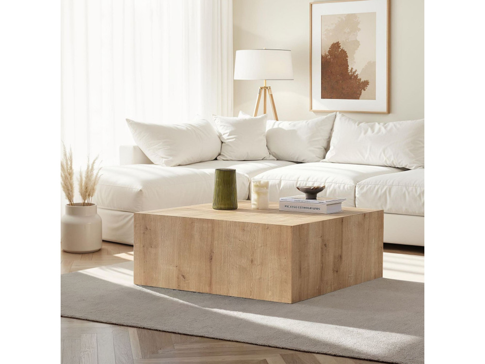 Tavolino "Prizma" in MDF - 90 x 90 x 35 cm - Rovere Zaffiro