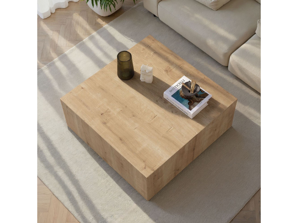Tavolino "Prizma" in MDF - 90 x 90 x 35 cm - Rovere Zaffiro