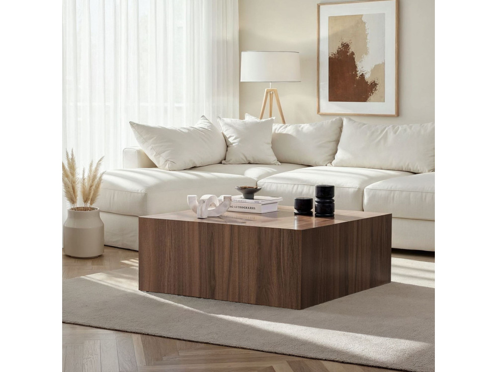 Tavolino in MDF "Prizma" - 90 x 90 x 35 cm - Noce