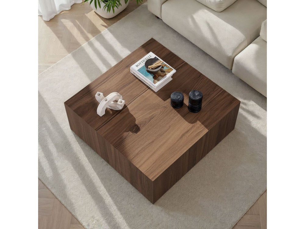 Tavolino in MDF "Prizma" - 90 x 90 x 35 cm - Noce