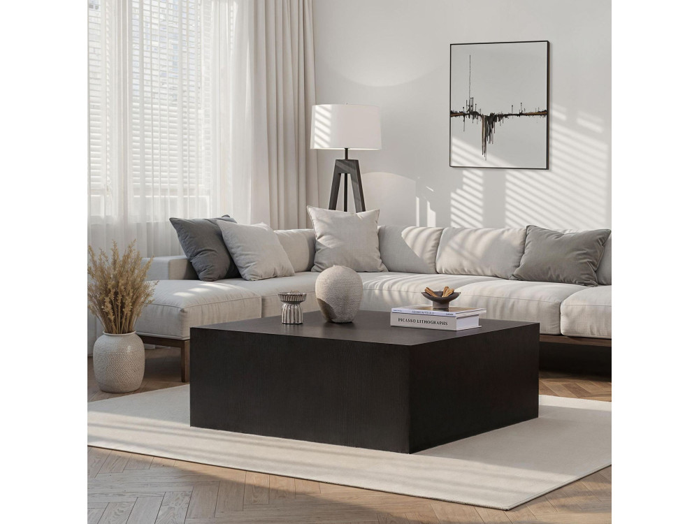 Tavolino "Prizma" in MDF - 90 x 90 x 35 cm - Legno nero