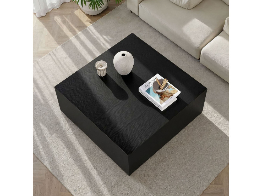 Tavolino "Prizma" in MDF - 90 x 90 x 35 cm - Legno nero