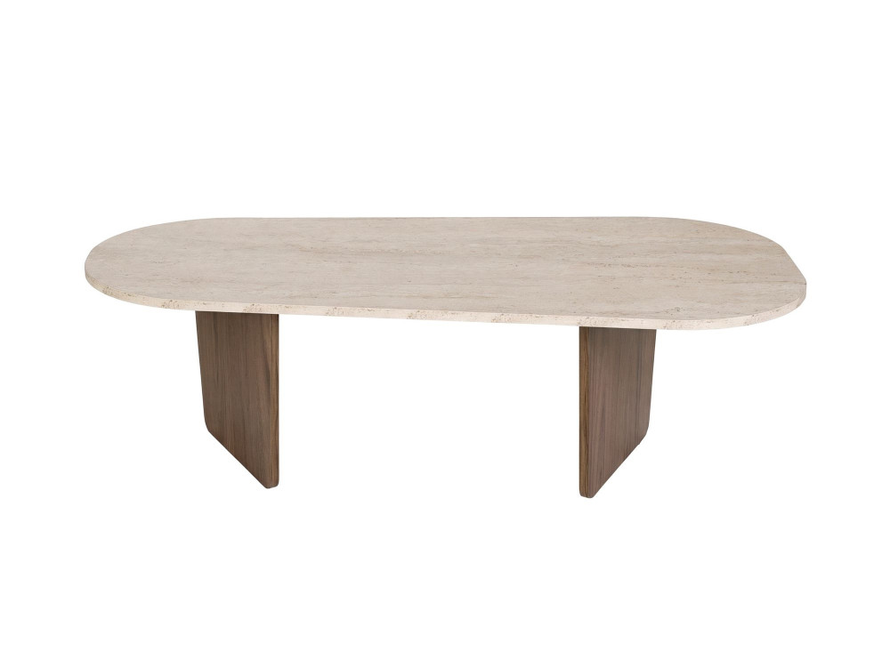 Tavolino in legno "Ovalis" - 130 x 65 x 40 cm - Travertino / Noce