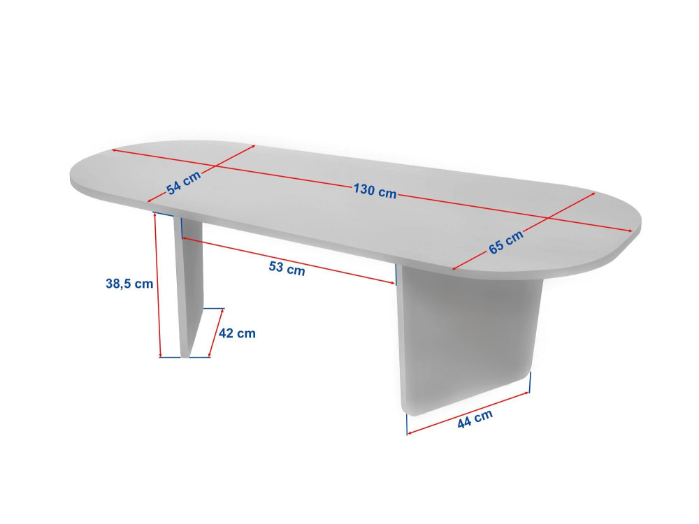 Tavolino in legno "Ovalis" - 130 x 65 x 40 cm - Travertino / Noce