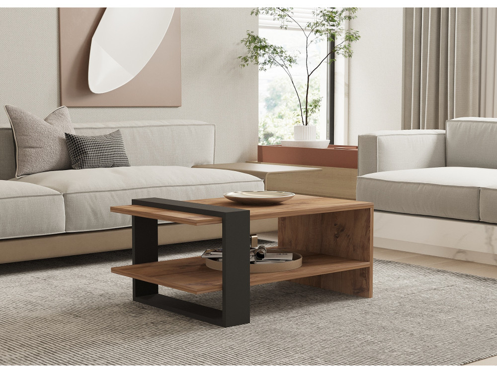 Tavolino in legno "Ova" - 80 x 55 x 35 cm - Marrone